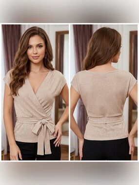 Windsor Women’s V-neck Sleeveless Blush Pink Wrap-Style Knit Top Size x Small